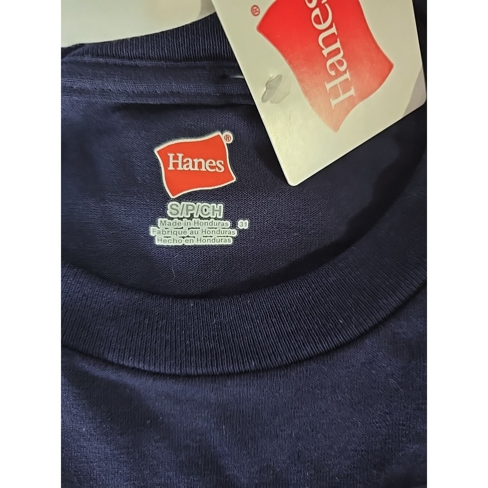 Hanes Mens Short Sleeve Plain Cotton Crew Neck Blank T-Shirt Blue Sz Small - Picture 7 of 10
